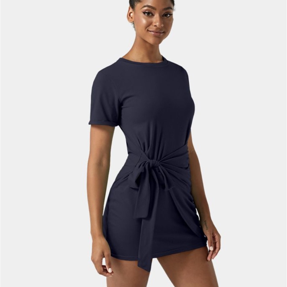 Halara Everyday Tie Knot Ruched Mini Chill Dress-Belle